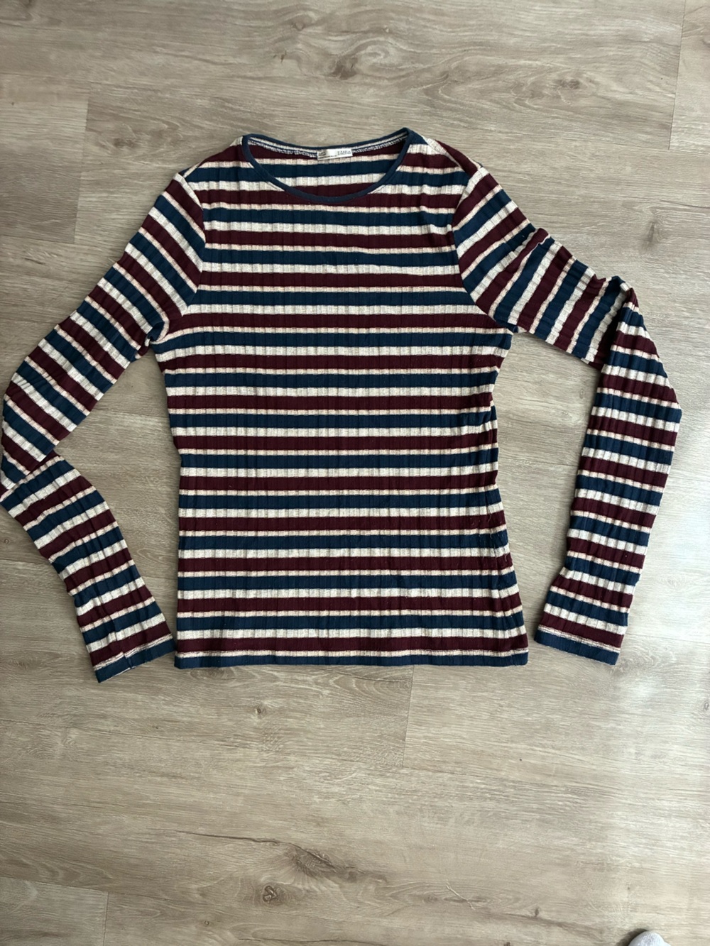 Women’s Striped Long Sleeve Bottoms - Navy, Burgundy & Cream
